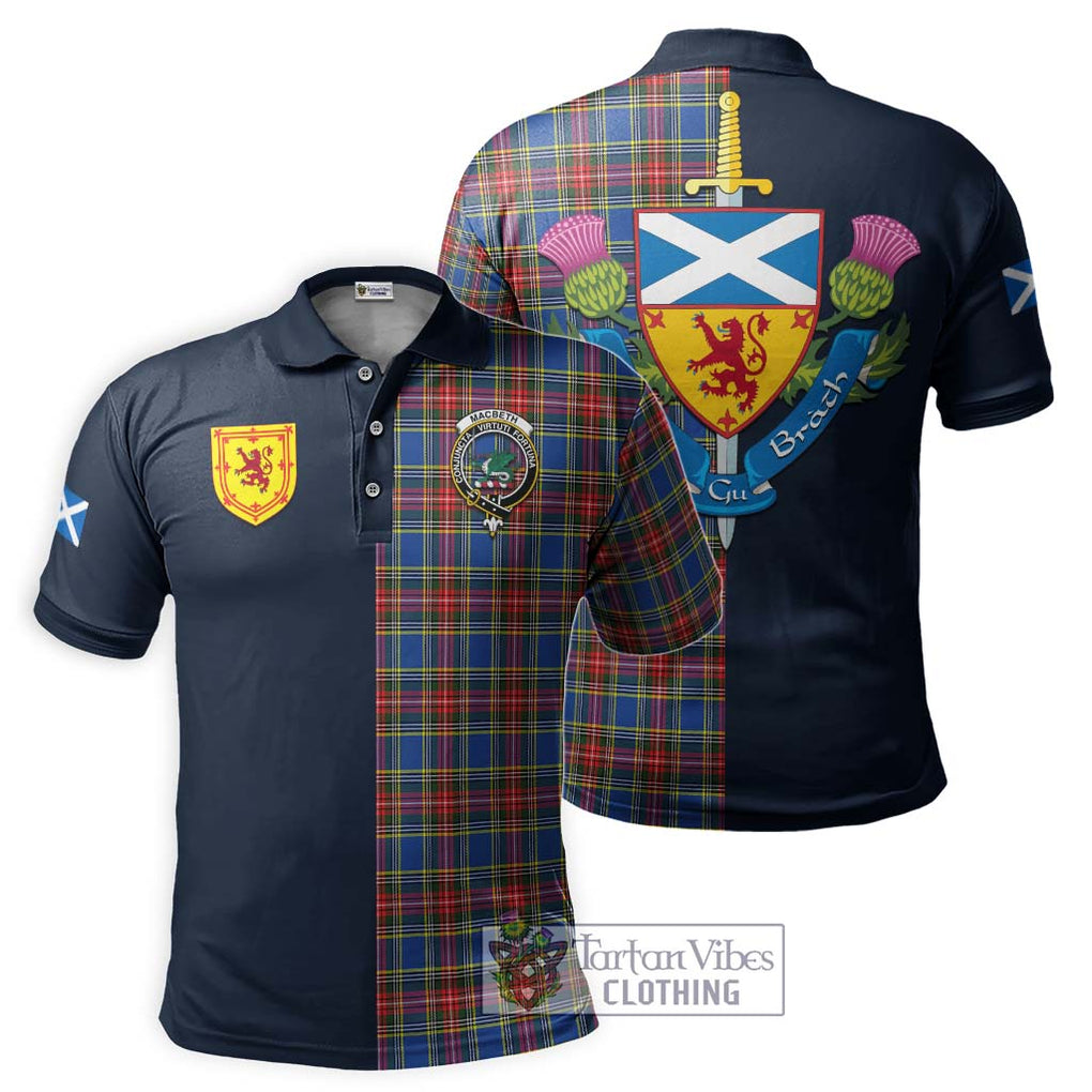 Tartan Vibes Clothing MacBeth Tartan Polo Shirt with Scottish Lion Royal Arm Half Style