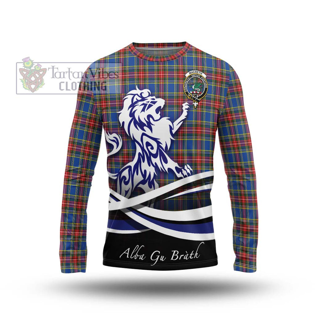 MacBeth (McBeth) Tartan Long Sleeve T-Shirt with Alba Gu Brath Regal Lion Emblem Unisex - Tartan Vibes Clothing