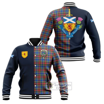 MacBeth (McBeth) Tartan Baseball Jacket Alba with Scottish Lion Royal Arm Half Style Unisex - Tartan Vibes Clothing