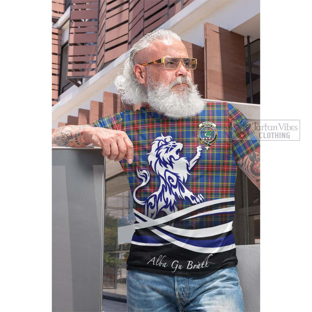 MacBeth (McBeth) Tartan Cotton T-shirt with Alba Gu Brath Regal Lion Emblem Men's Shirt - Tartan Vibes Clothing
