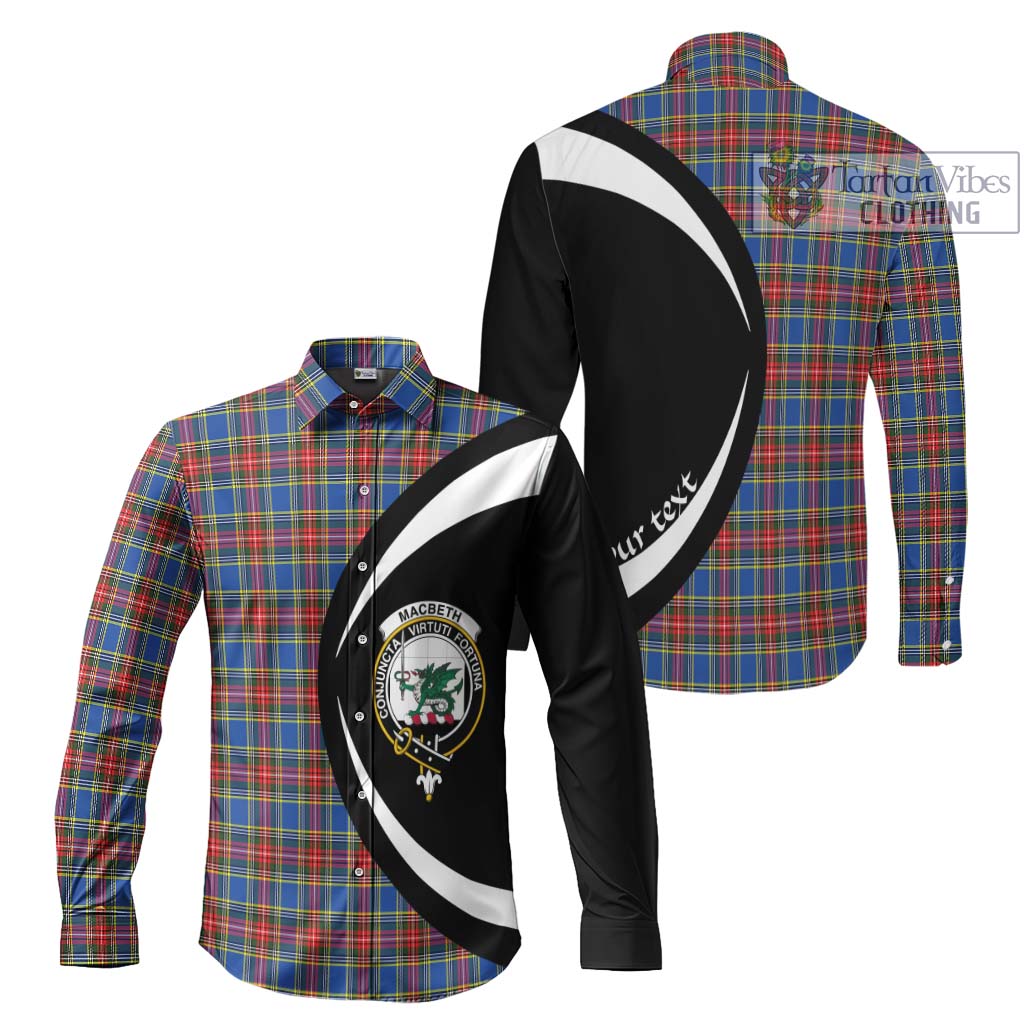 MacBeth (McBeth) Tartan Long Sleeve Button Up with Family Crest Circle Style Men's Shirt S - Tartan Vibes Clothing