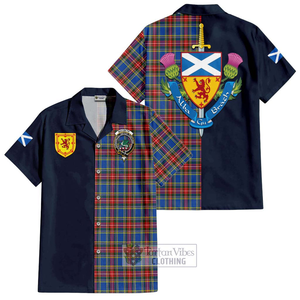 MacBeth (McBeth) Tartan Hawaiian Shirt Alba with Scottish Lion Royal Arm Half Style Kid - Tartan Vibes Clothing