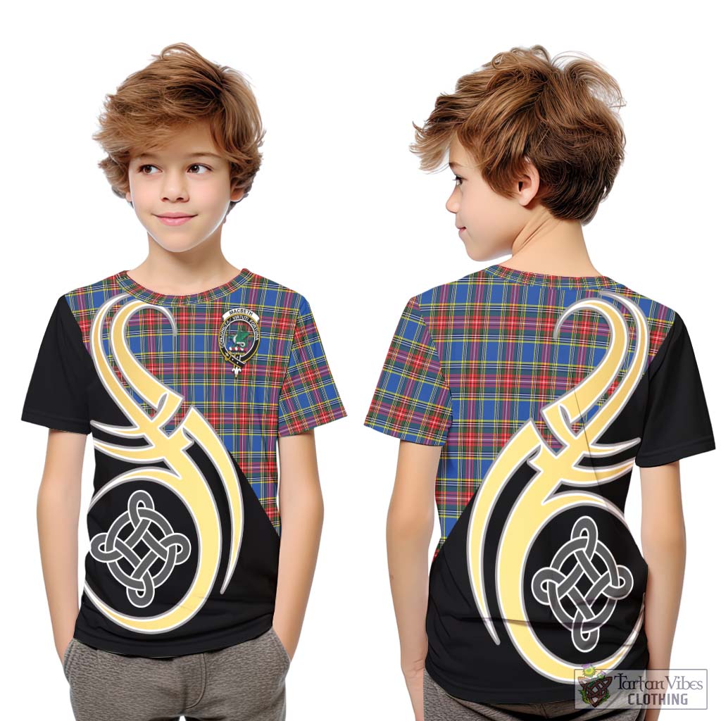 MacBeth (McBeth) Tartan Kid T-Shirt with Family Crest and Celtic Symbol Style Youth XL Size14 - Tartan Vibes Clothing