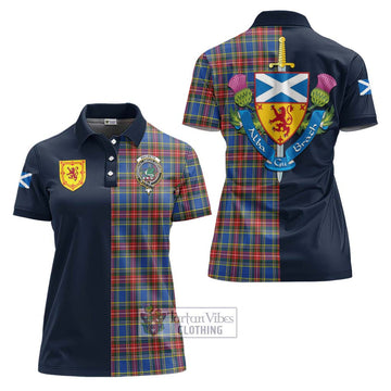 Tartan Vibes Clothing MacBeth Tartan Women's Polo Shirt with Scottish Lion Royal Arm Half Style
