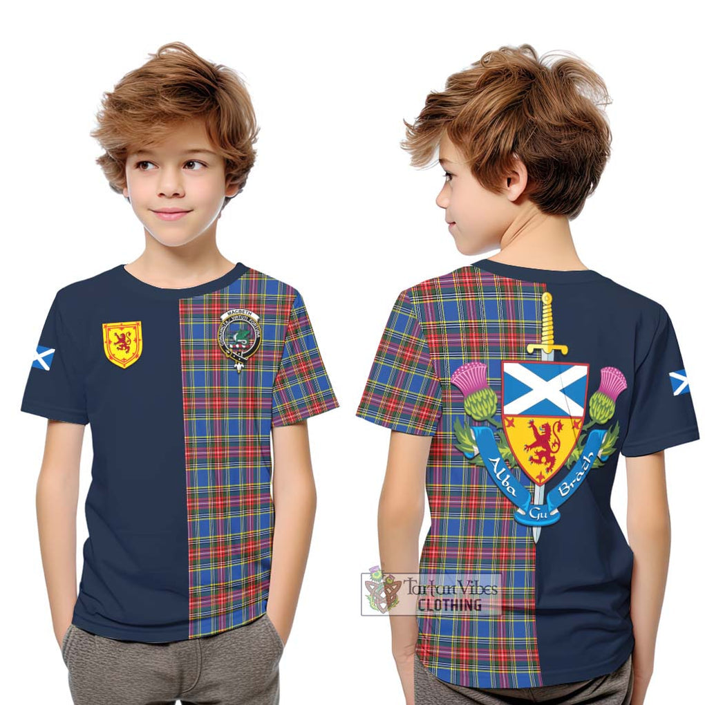 MacBeth (McBeth) Tartan Kid T-Shirt Alba with Scottish Lion Royal Arm Half Style Youth XL Size14 - Tartan Vibes Clothing