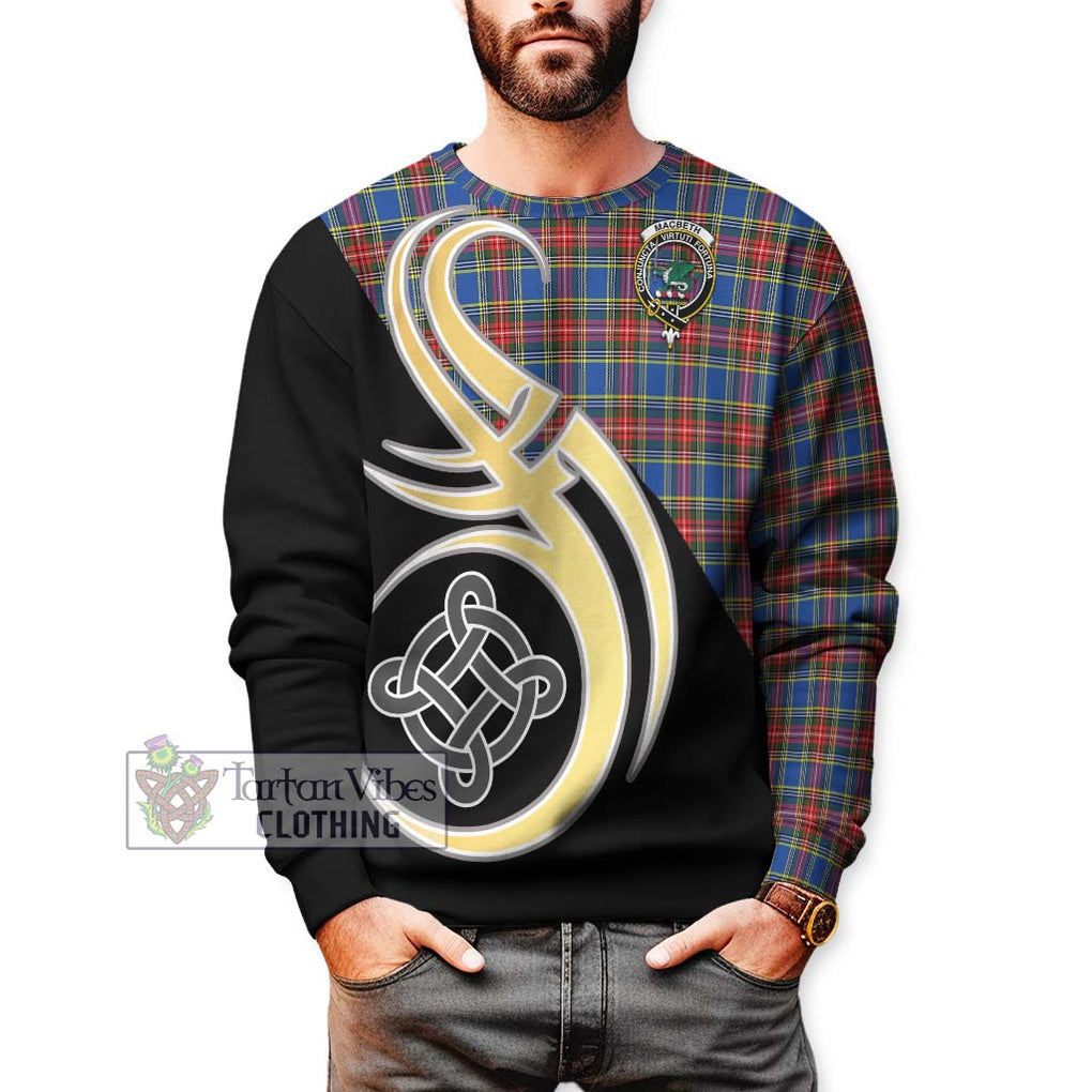 MacBeth (McBeth) Tartan Sweatshirt with Family Crest and Celtic Symbol Style Unisex - Tartan Vibes Clothing
