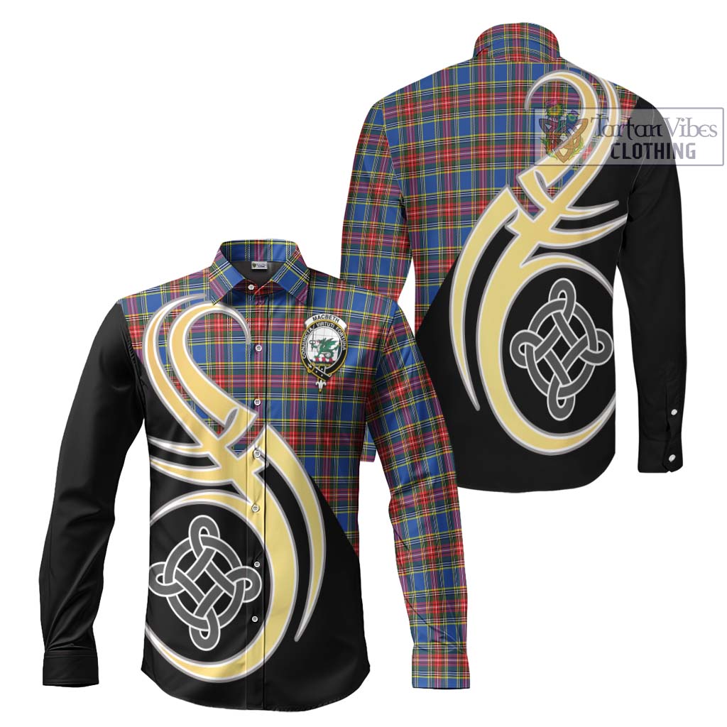 MacBeth (McBeth) Tartan Long Sleeve Button Shirt with Family Crest and Celtic Symbol Style Men's Shirt S - Tartan Vibes Clothing