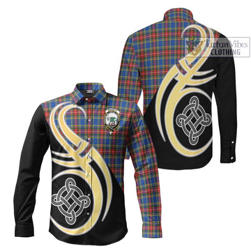 MacBeth (McBeth) Tartan Long Sleeve Button Shirt with Family Crest and Celtic Symbol Style Men's Shirt S - Tartan Vibes Clothing
