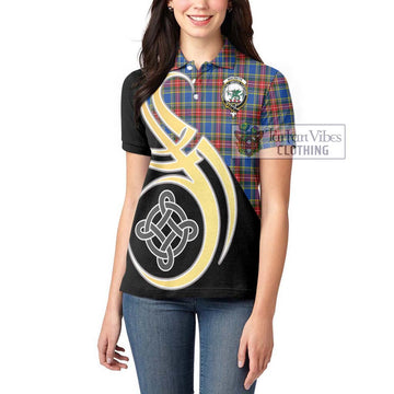 MacBeth (McBeth) Tartan Women's Polo Shirt with Family Crest and Celtic Symbol Style Women - Tartan Vibes Clothing