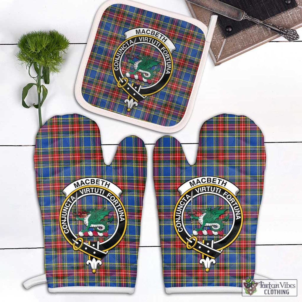 MacBeth (McBeth) Tartan Combo Oven Mitt & Pot-Holder with Family Crest Combo 2 Oven Mitt & 1 Pot-Holder Black - Tartan Vibes Clothing