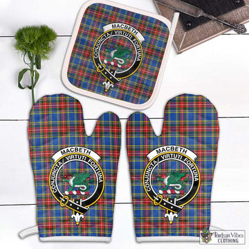 MacBeth (McBeth) Tartan Combo Oven Mitt & Pot-Holder with Family Crest Combo 2 Oven Mitt & 1 Pot-Holder Black - Tartan Vibes Clothing