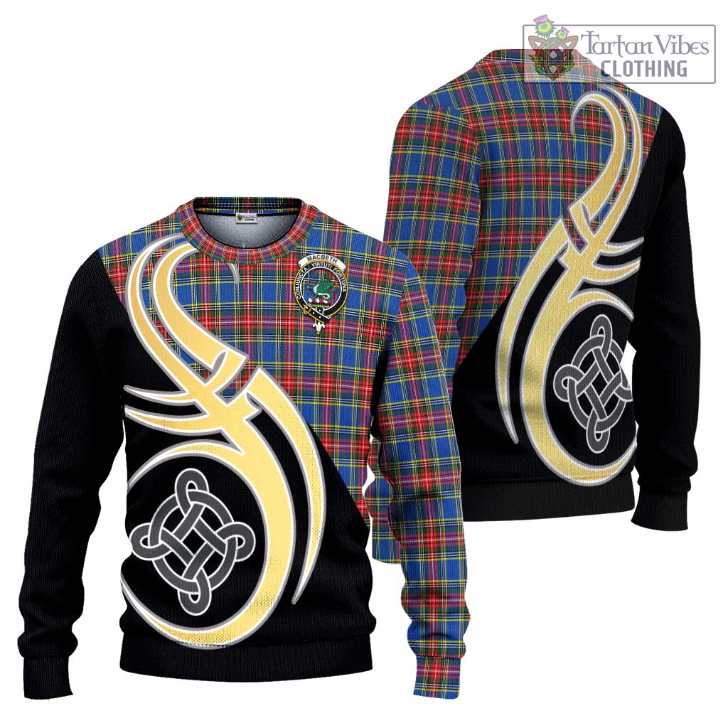 MacBeth (McBeth) Tartan Ugly Sweater with Family Crest and Celtic Symbol Style Unisex - Tartan Vibes Clothing