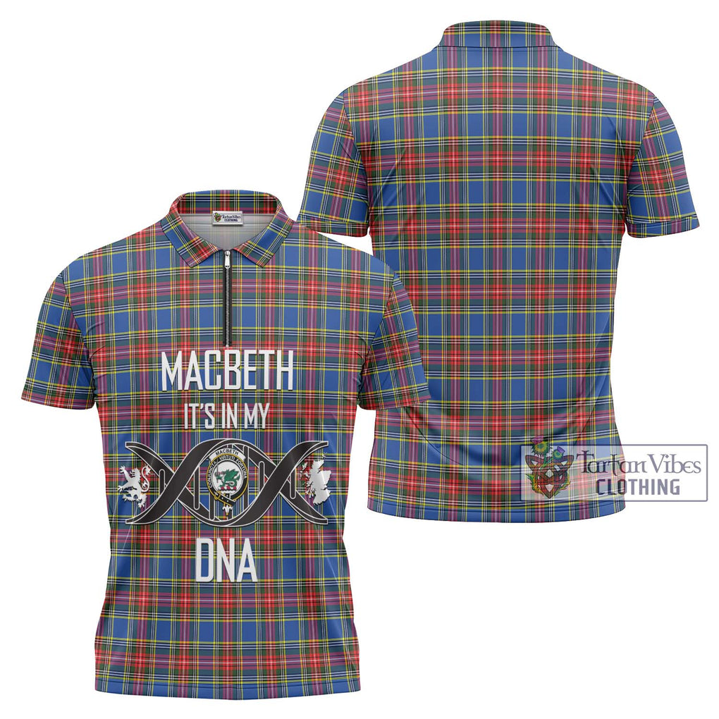 MacBeth (McBeth) Tartan Zipper Polo Shirt with Family Crest DNA In Me Style Unisex - Tartan Vibes Clothing