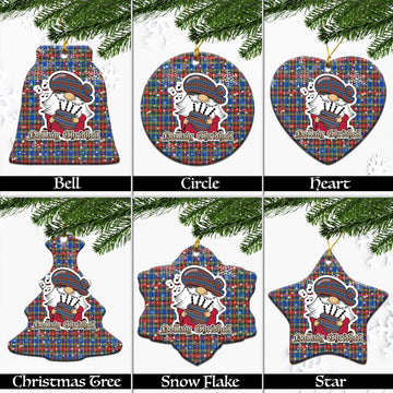 MacBeth Tartan Christmas Ornaments with Scottish Gnome Playing Bagpipes