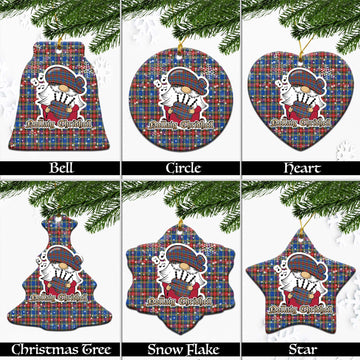 MacBeth (McBeth) Tartan Christmas Ceramic Ornaments with Scottish Gnome Playing Bagpipes Ceramic - Tartan Vibes Clothing
