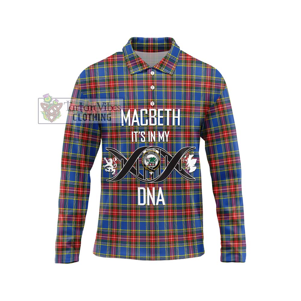 MacBeth (McBeth) Tartan Long Sleeve Polo Shirt with Family Crest DNA In Me Style Unisex - Tartanvibesclothing Shop