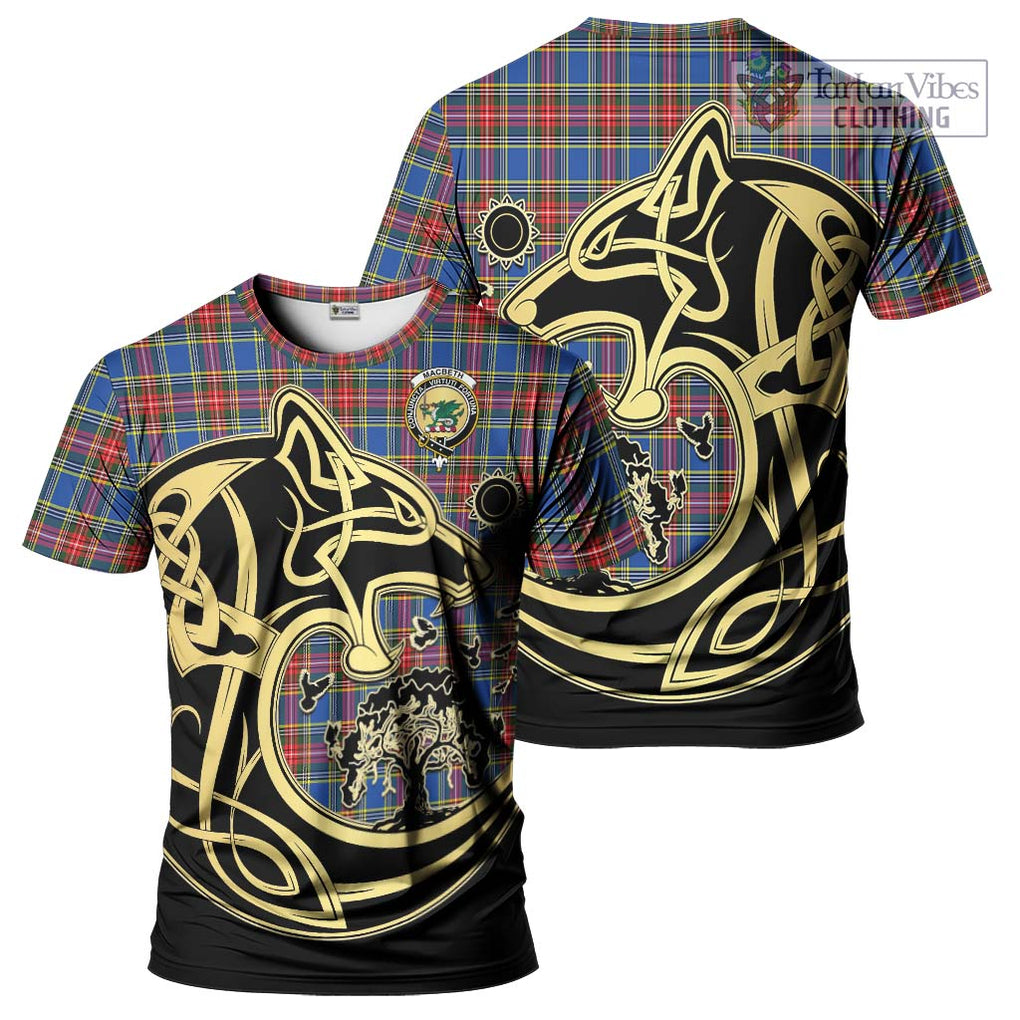 MacBeth (McBeth) Tartan T-Shirt with Family Crest Celtic Wolf Style Kid's Shirt - Tartan Vibes Clothing