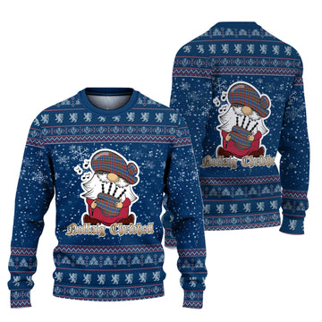 MacBeth Clan Christmas Family Knitted Sweater with Funny Gnome Playing Bagpipes