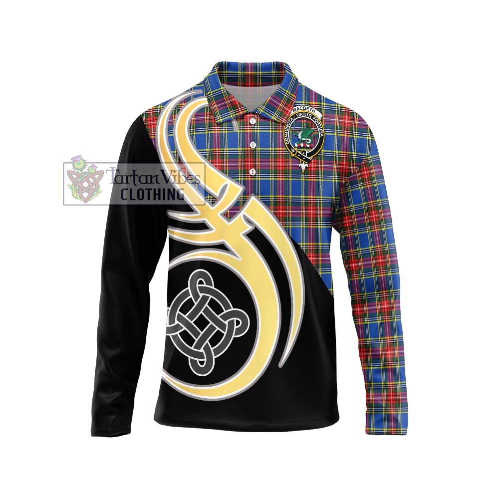 MacBeth (McBeth) Tartan Long Sleeve Polo Shirt with Family Crest and Celtic Symbol Style Unisex - Tartan Vibes Clothing