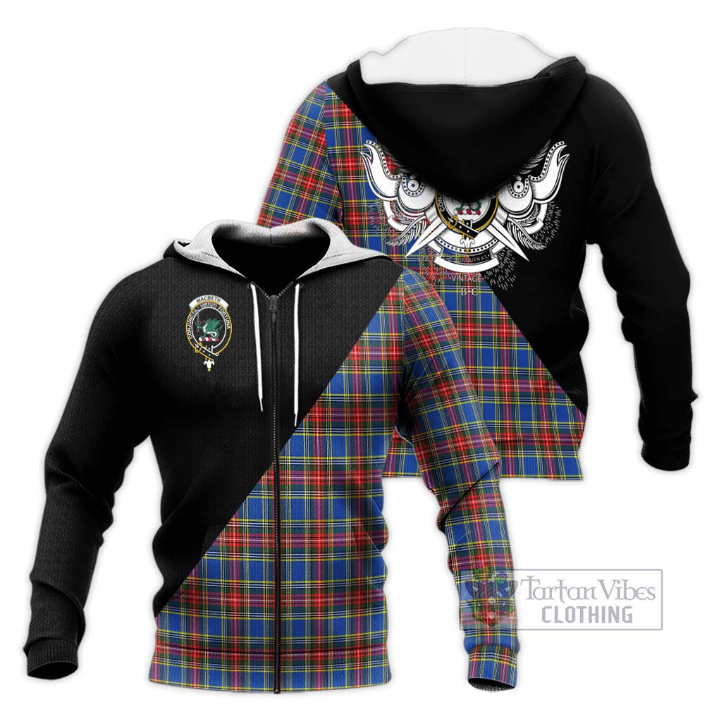 MacBeth (McBeth) Tartan Knitted Hoodie with Family Crest and Military Logo Style Unisex Knitted Zip Hoodie - Tartan Vibes Clothing