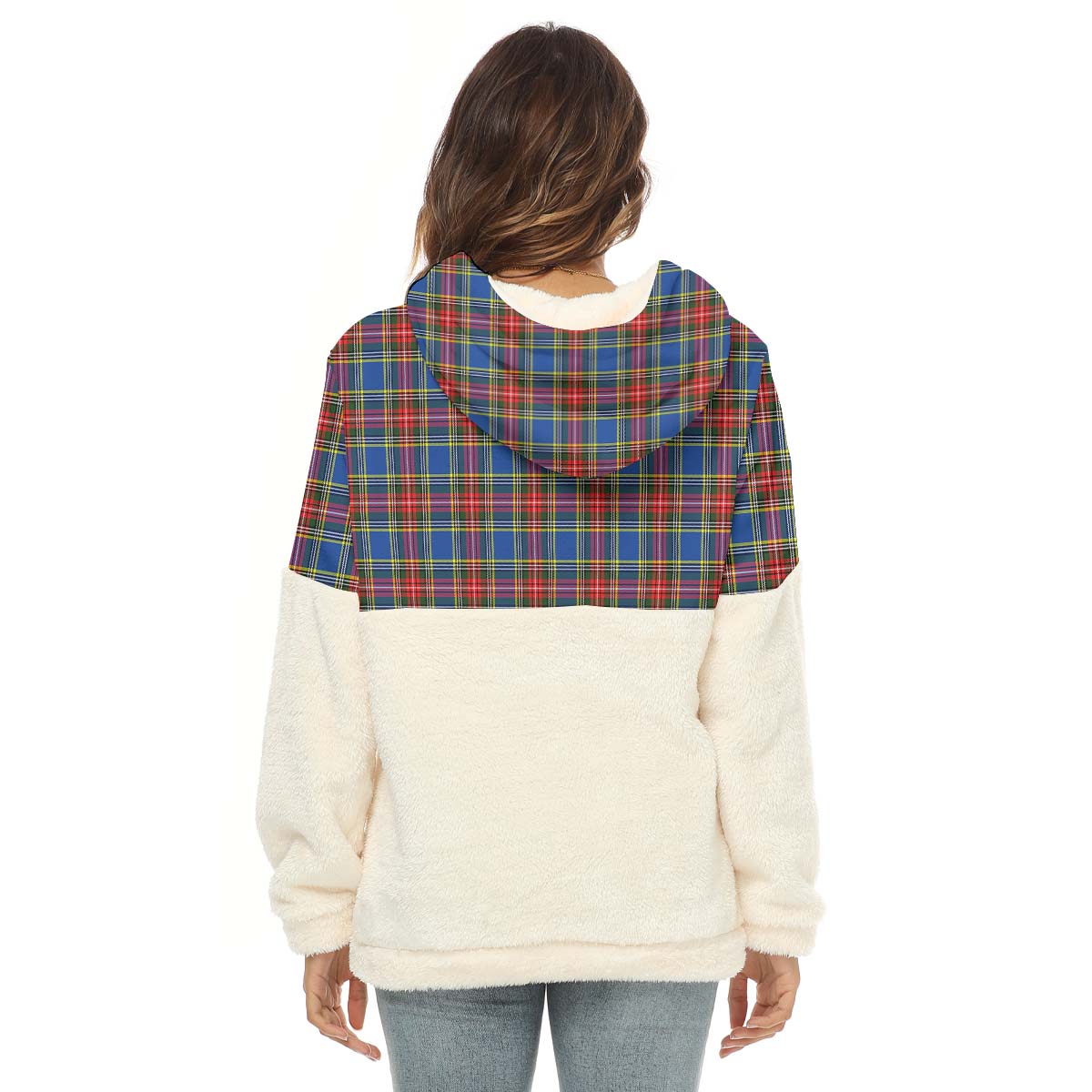 MacBeth (McBeth) Tartan Half Style Women's Borg Fleece Hoodie with Half Zip - Tartan Vibes Clothing