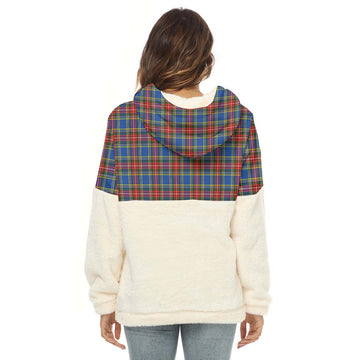 MacBeth (McBeth) Tartan Half Style Women's Borg Fleece Hoodie with Half Zip - Tartan Vibes Clothing