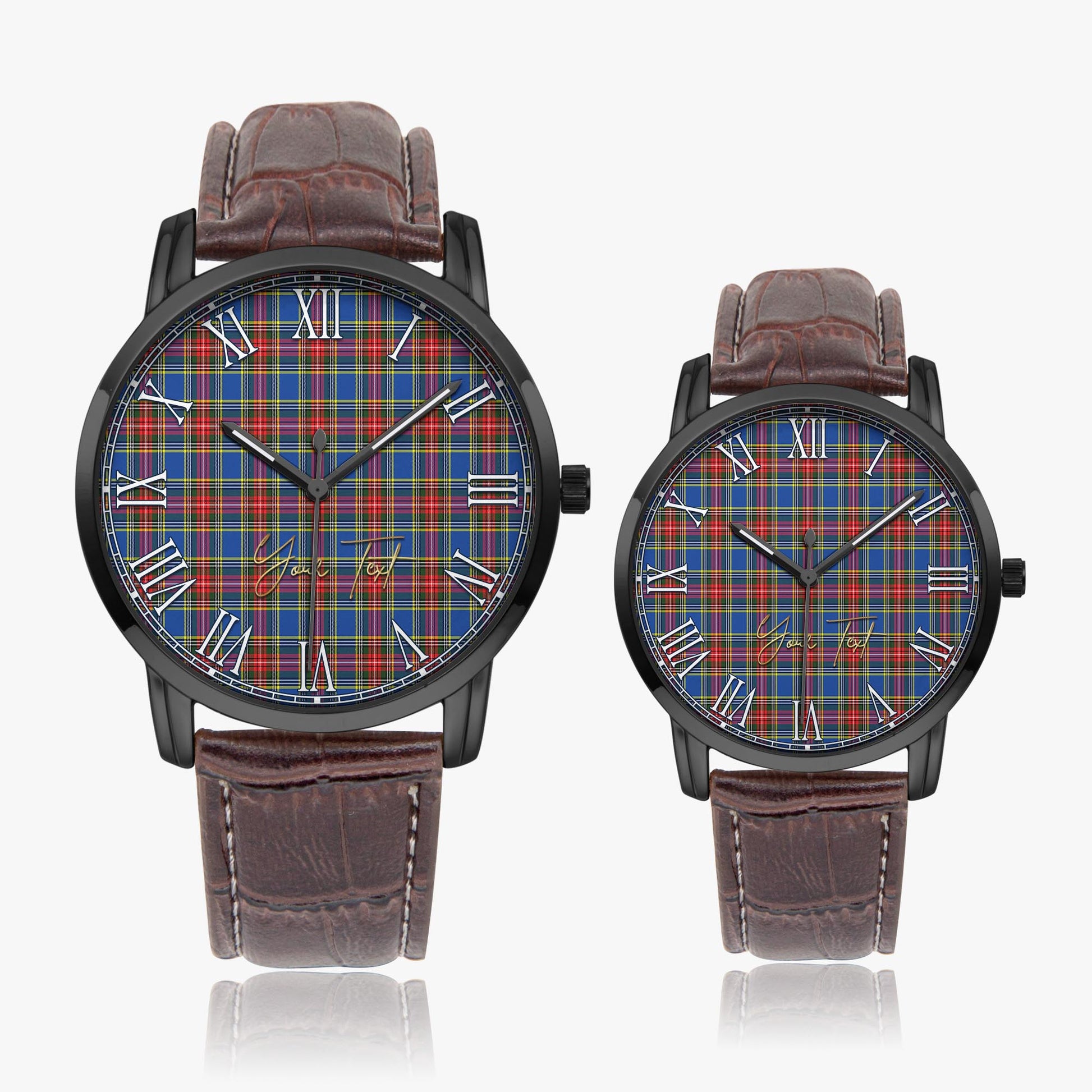 MacBeth (McBeth) Tartan Personalized Your Text Leather Trap Quartz Watch - Tartan Vibes Clothing