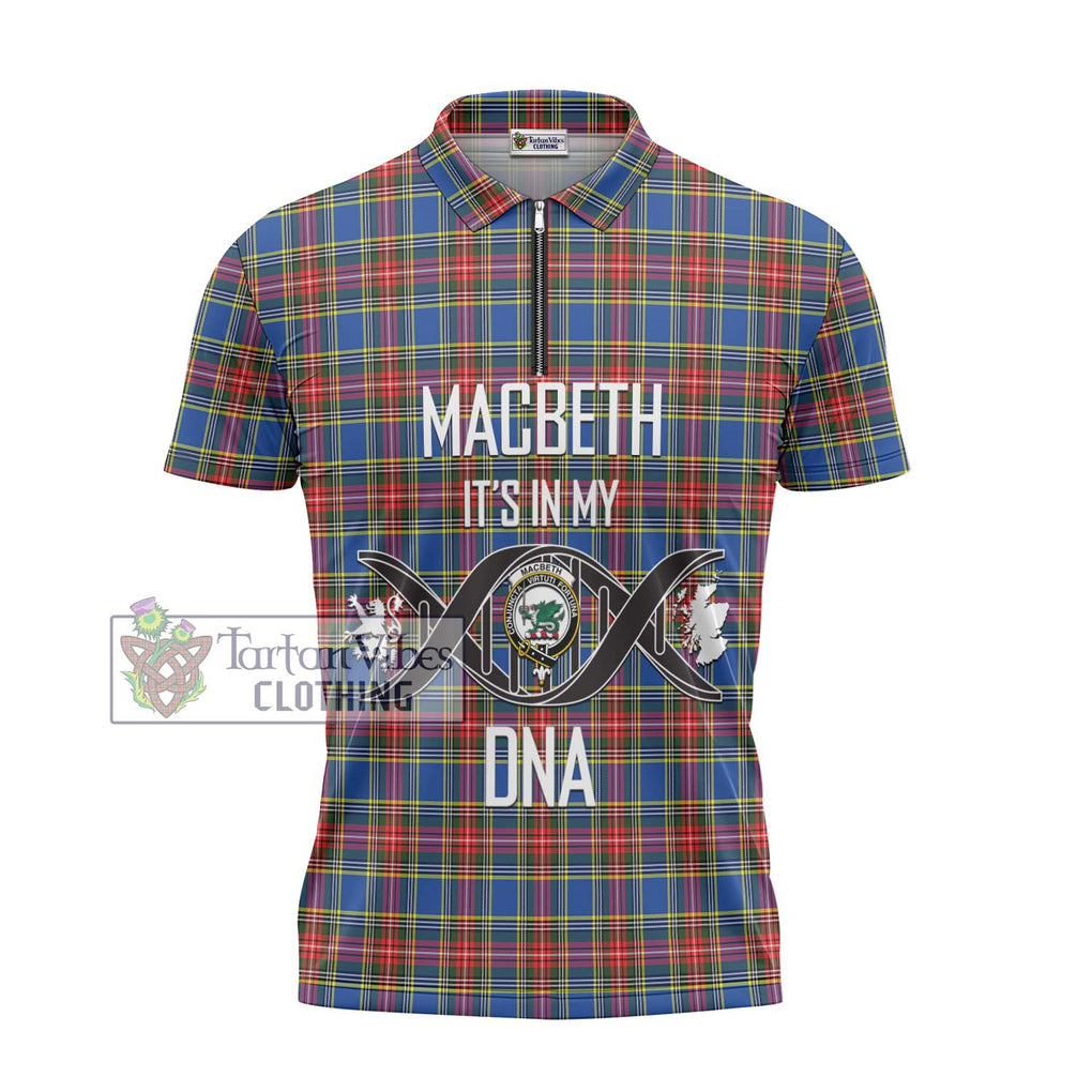 MacBeth (McBeth) Tartan Zipper Polo Shirt with Family Crest DNA In Me Style - Tartan Vibes Clothing