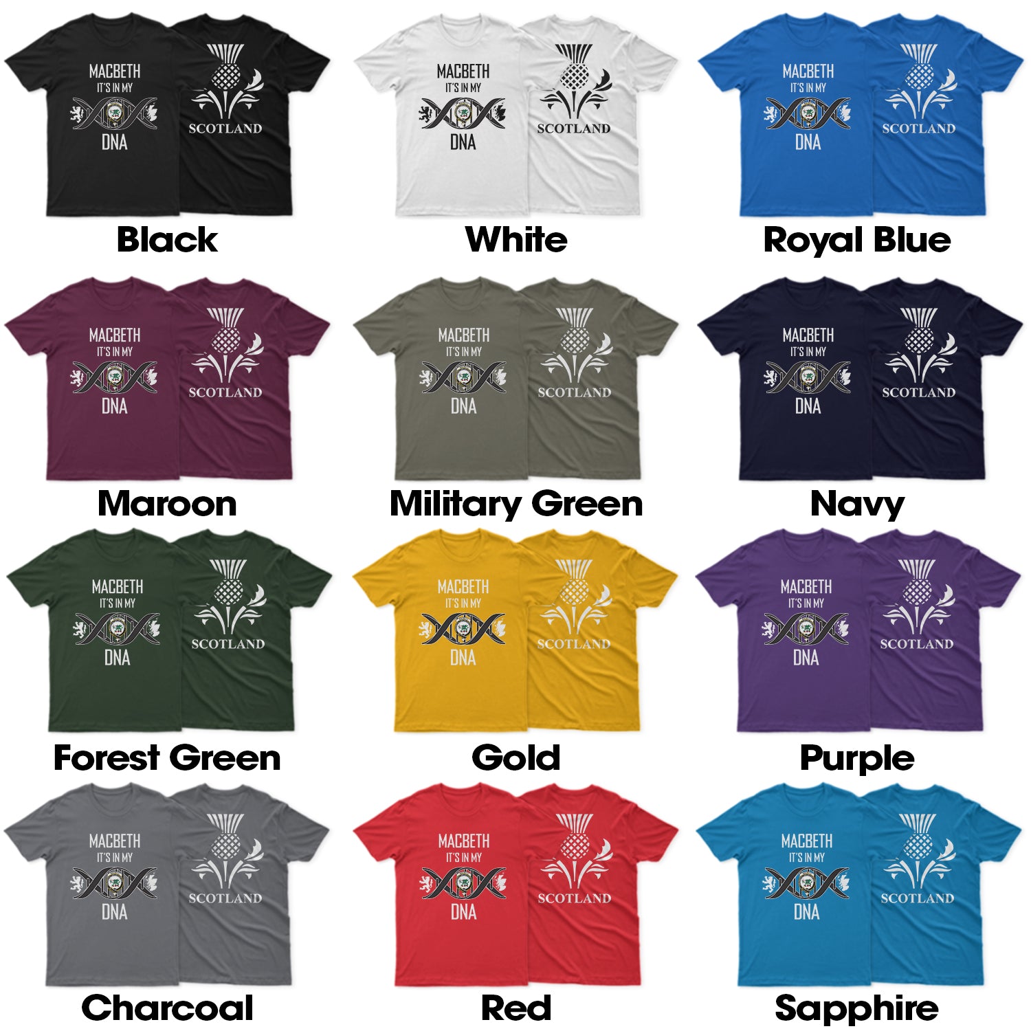 MacBeth (McBeth) Family Crest DNA In Me Mens Cotton T Shirt 5XL - 2D-tartanvibesclothing
