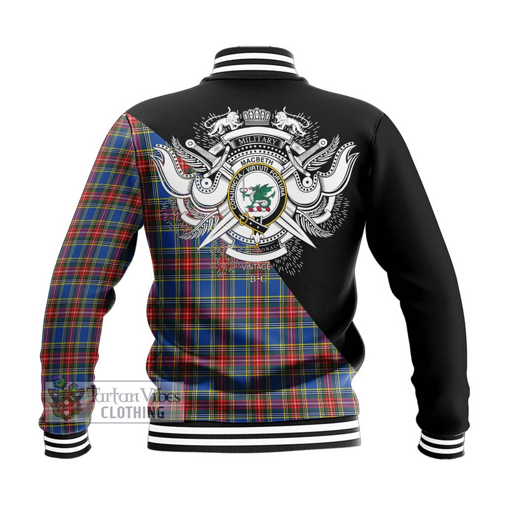 MacBeth (McBeth) Tartan Baseball Jacket with Family Crest and Military Logo Style - Tartan Vibes Clothing