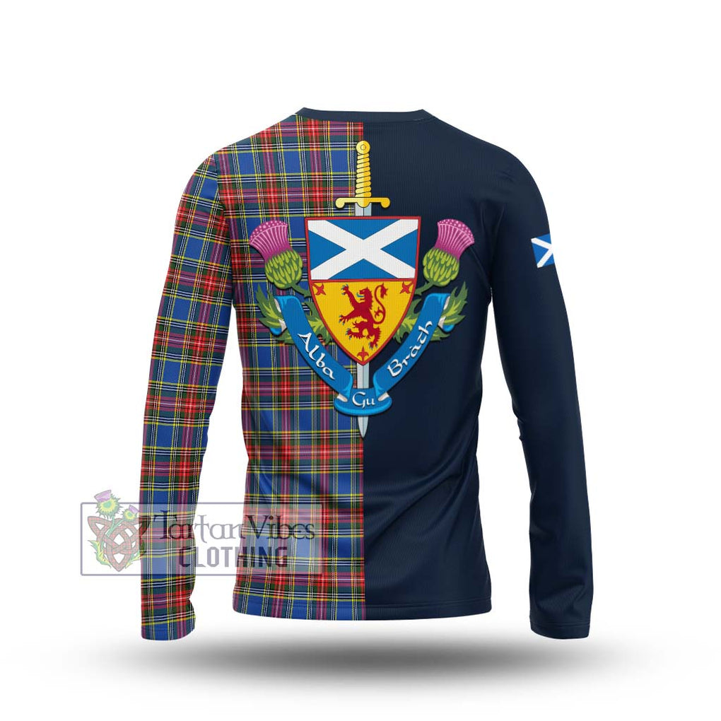 MacBeth (McBeth) Tartan Long Sleeve T-Shirt Alba with Scottish Lion Royal Arm Half Style - Tartan Vibes Clothing