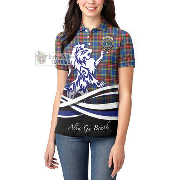 MacBeth (McBeth) Tartan Women's Polo Shirt with Alba Gu Brath Regal Lion Emblem - Tartanvibesclothing Shop
