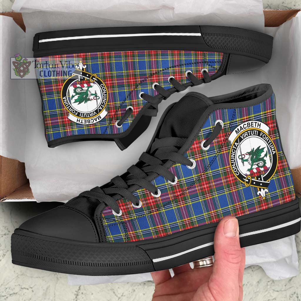 Tartan Vibes Clothing MacBeth Tartan High Top Shoes with Family Crest