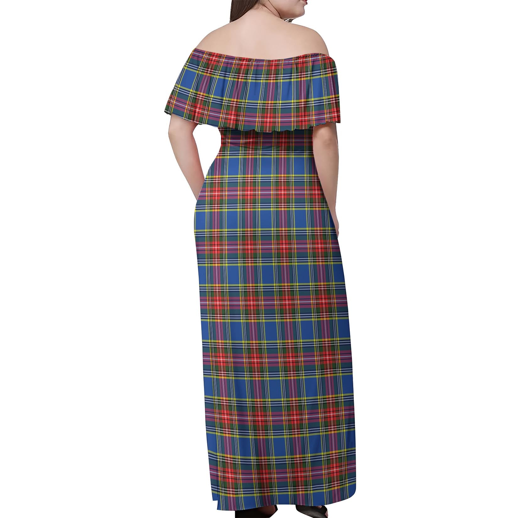 MacBeth Tartan Off Shoulder Long Dress - Tartanvibesclothing