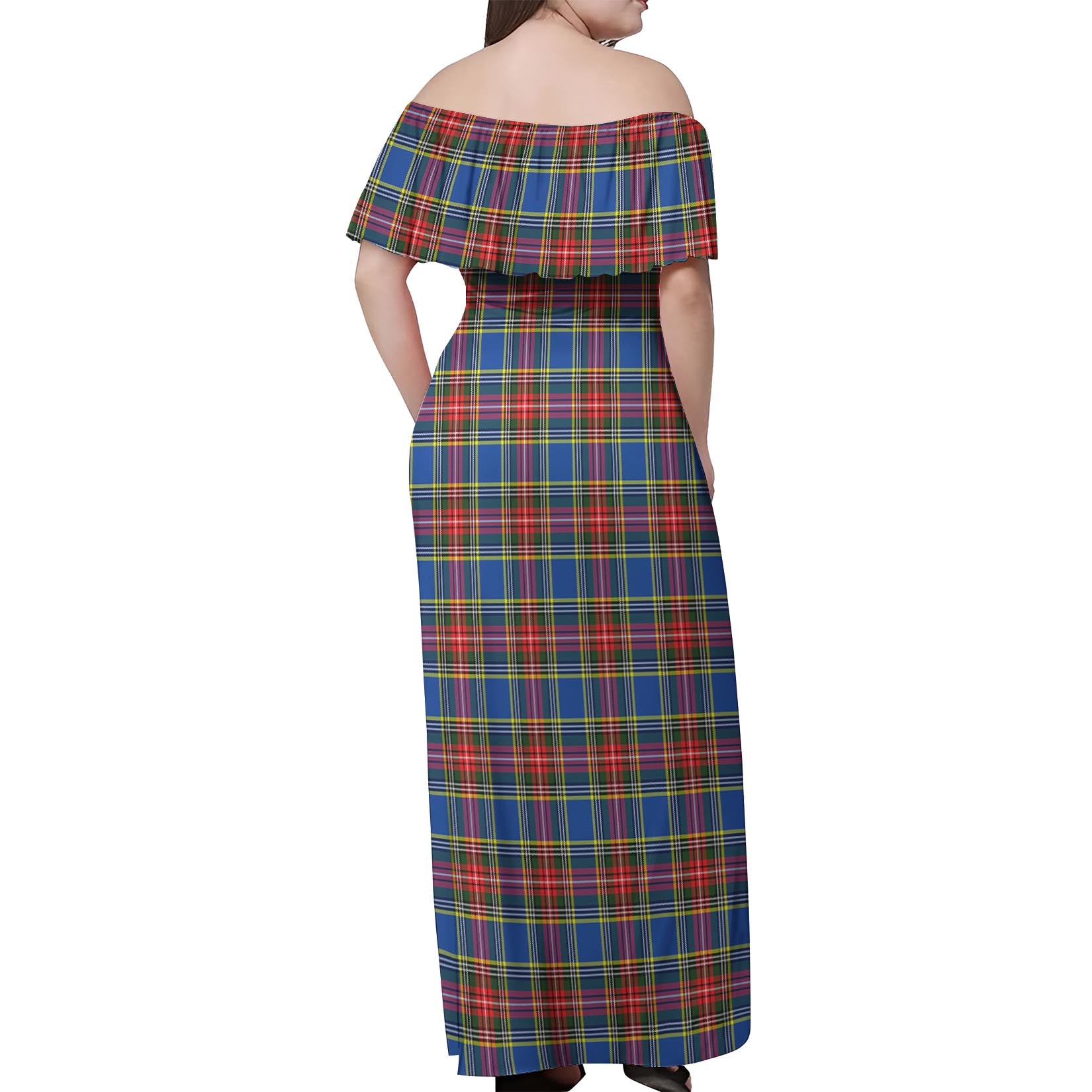 MacBeth (McBeth) Tartan Off Shoulder Long Dress - Tartan Vibes Clothing