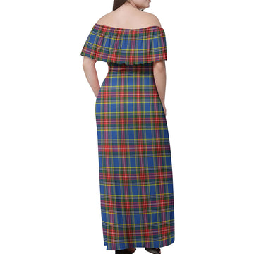 MacBeth Tartan Off Shoulder Long Dress