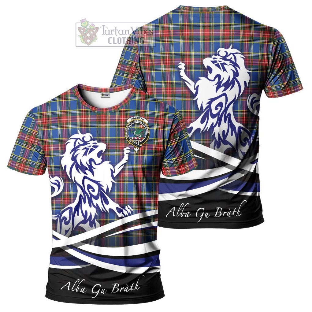 MacBeth (McBeth) Tartan Cotton T-shirt with Alba Gu Brath Regal Lion Emblem Women's Shirt - Tartan Vibes Clothing