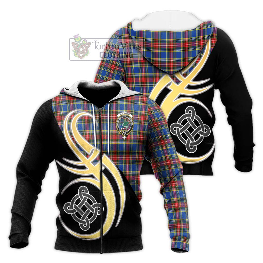 MacBeth (McBeth) Tartan Knitted Hoodie with Family Crest and Celtic Symbol Style Unisex Knitted Zip Hoodie - Tartan Vibes Clothing