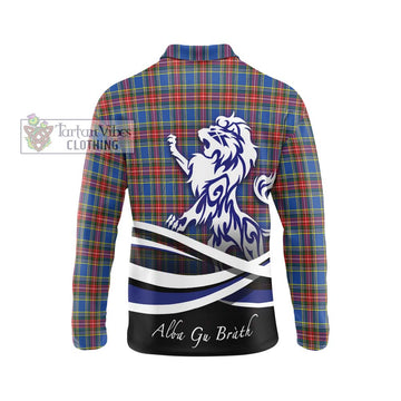 MacBeth (McBeth) Tartan Long Sleeve Polo Shirt with Alba Gu Brath Regal Lion Emblem - Tartan Vibes Clothing