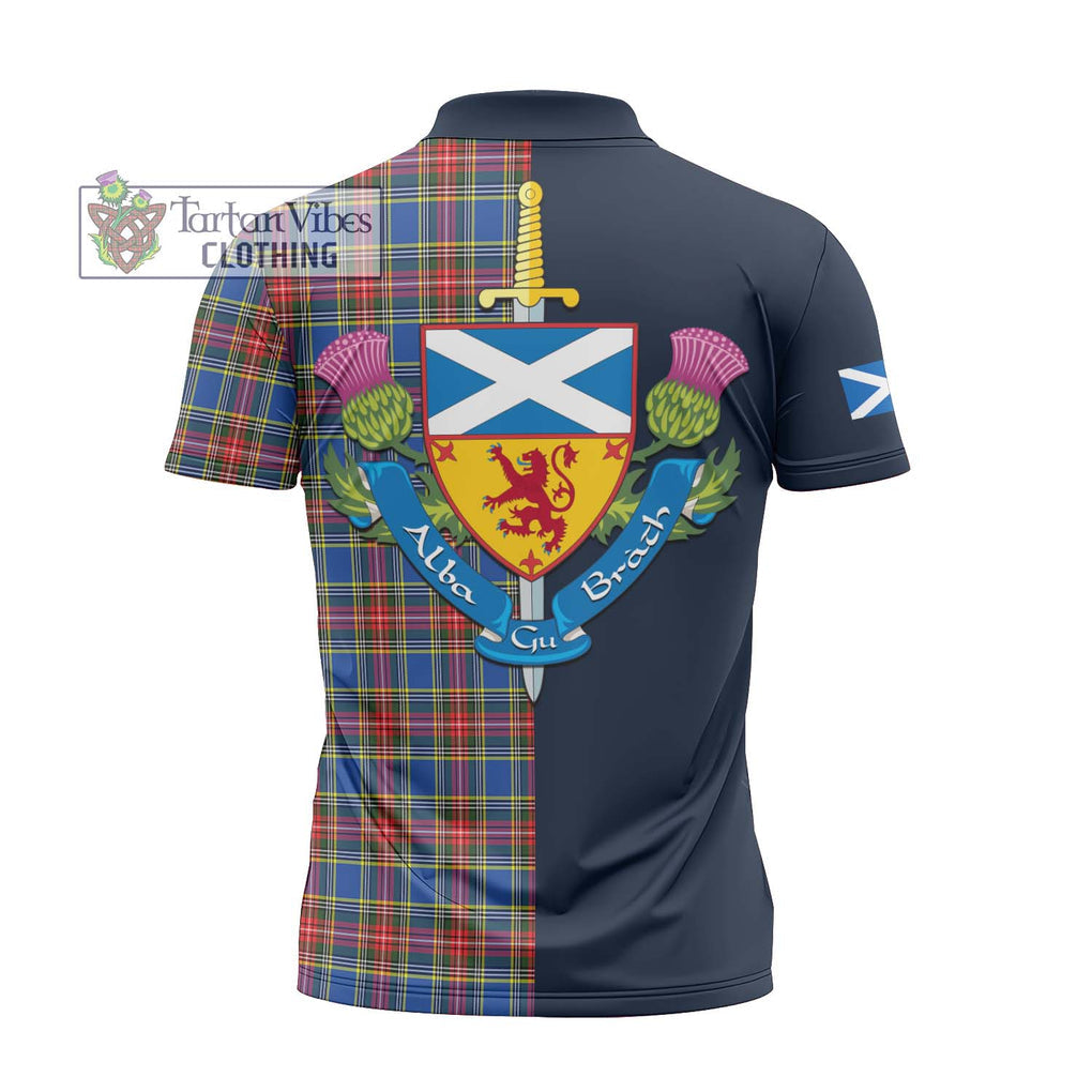 MacBeth (McBeth) Tartan Zipper Polo Shirt Alba with Scottish Lion Royal Arm Half Style - Tartan Vibes Clothing