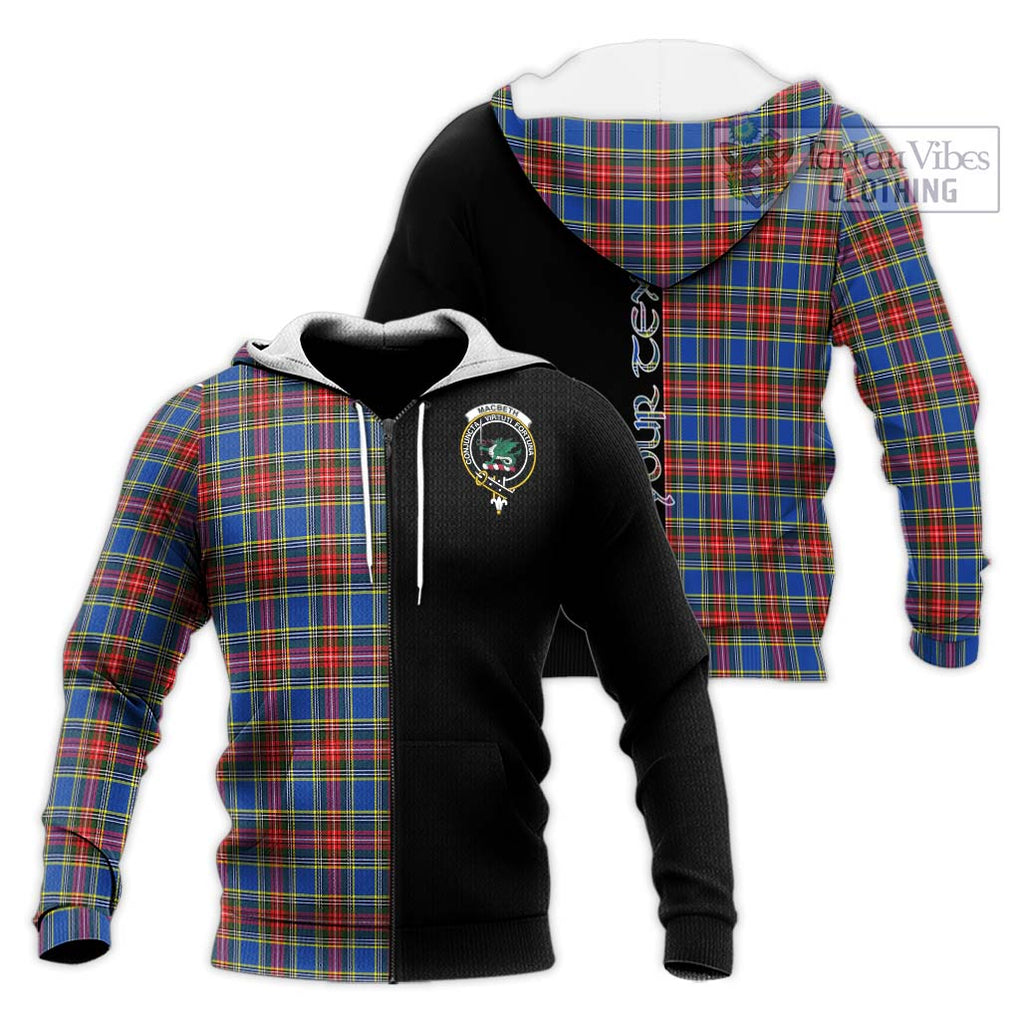 MacBeth (McBeth) Tartan Knitted Hoodie with Family Crest and Half Of Me Style Unisex Knitted Zip Hoodie - Tartanvibesclothing Shop