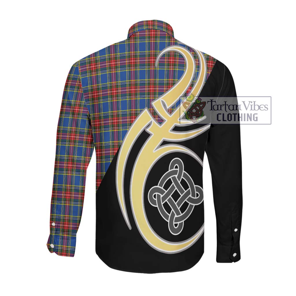 MacBeth (McBeth) Tartan Long Sleeve Button Shirt with Family Crest and Celtic Symbol Style Men's Shirt - Tartan Vibes Clothing