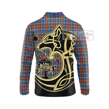 MacBeth (McBeth) Tartan Long Sleeve Polo Shirt with Family Crest Celtic Wolf Style - Tartan Vibes Clothing