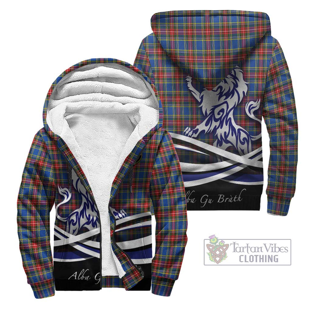 MacBeth (McBeth) Tartan Sherpa Hoodie with Alba Gu Brath Regal Lion Emblem Unisex - Tartan Vibes Clothing