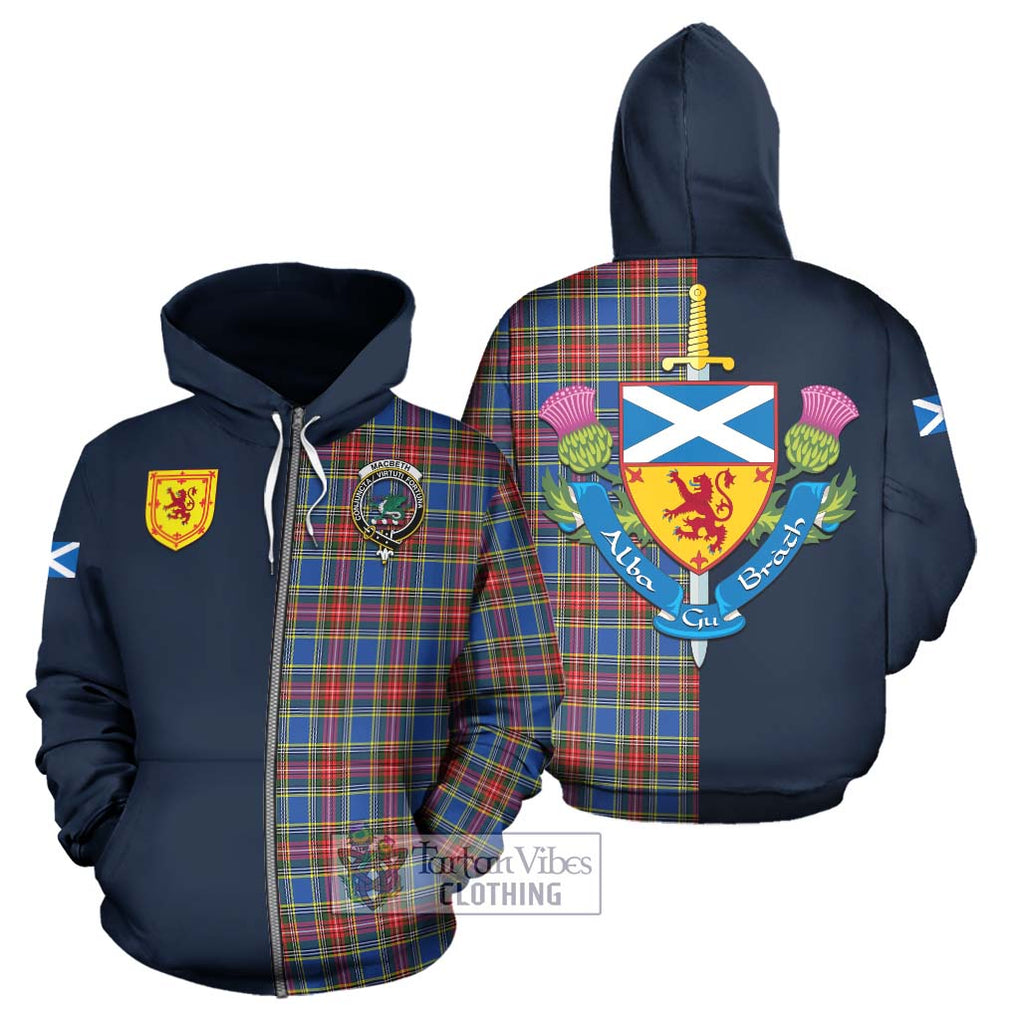 MacBeth (McBeth) Tartan Hoodie Alba with Scottish Lion Royal Arm Half Style - Tartan Vibes Clothing