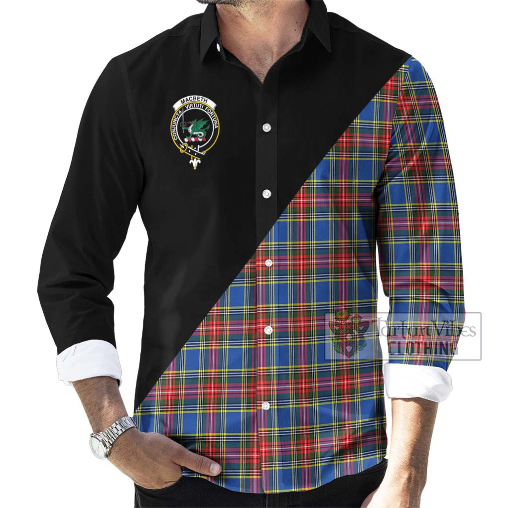 MacBeth (McBeth) Tartan Long Sleeve Button Shirt with Family Crest and Military Logo Style - Tartanvibesclothing Shop
