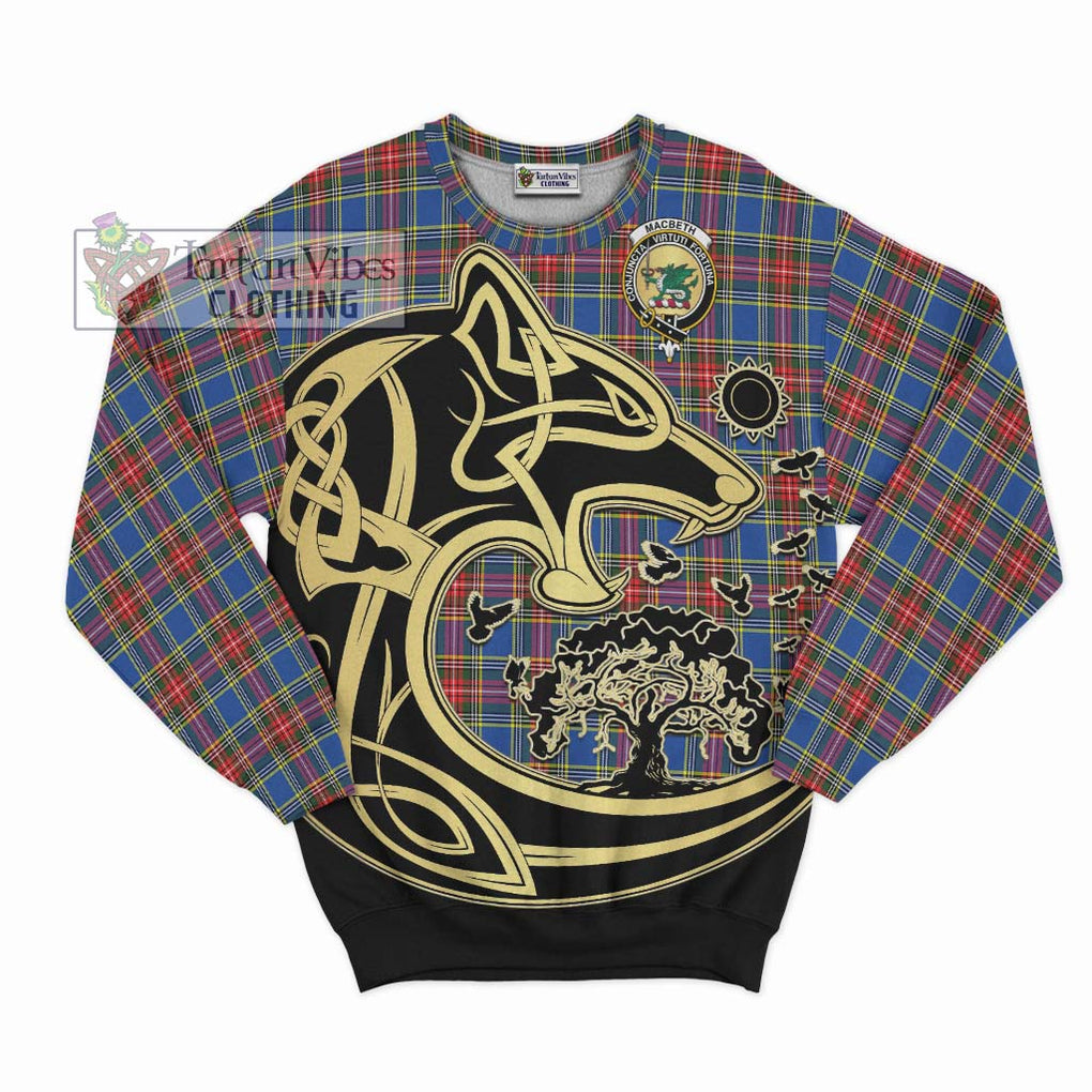 MacBeth (McBeth) Tartan Sweatshirt with Family Crest Celtic Wolf Style - Tartan Vibes Clothing