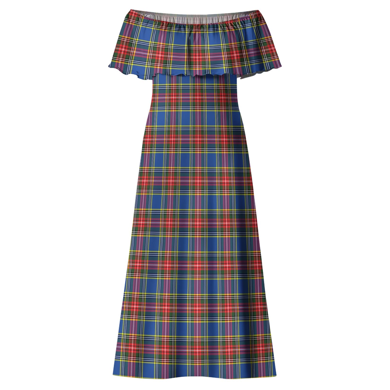 MacBeth (McBeth) Tartan Off Shoulder Long Dress - Tartan Vibes Clothing