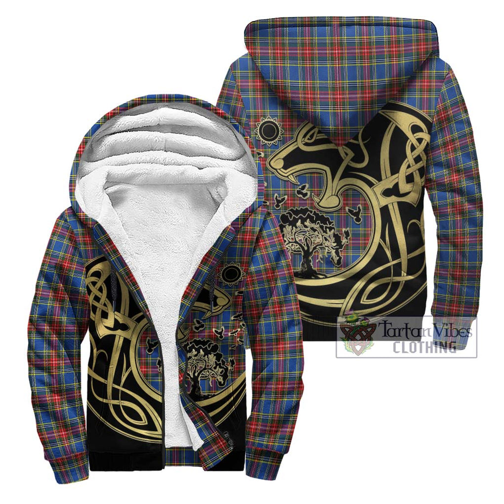 MacBeth (McBeth) Tartan Sherpa Hoodie with Family Crest Celtic Wolf Style Unisex - Tartan Vibes Clothing