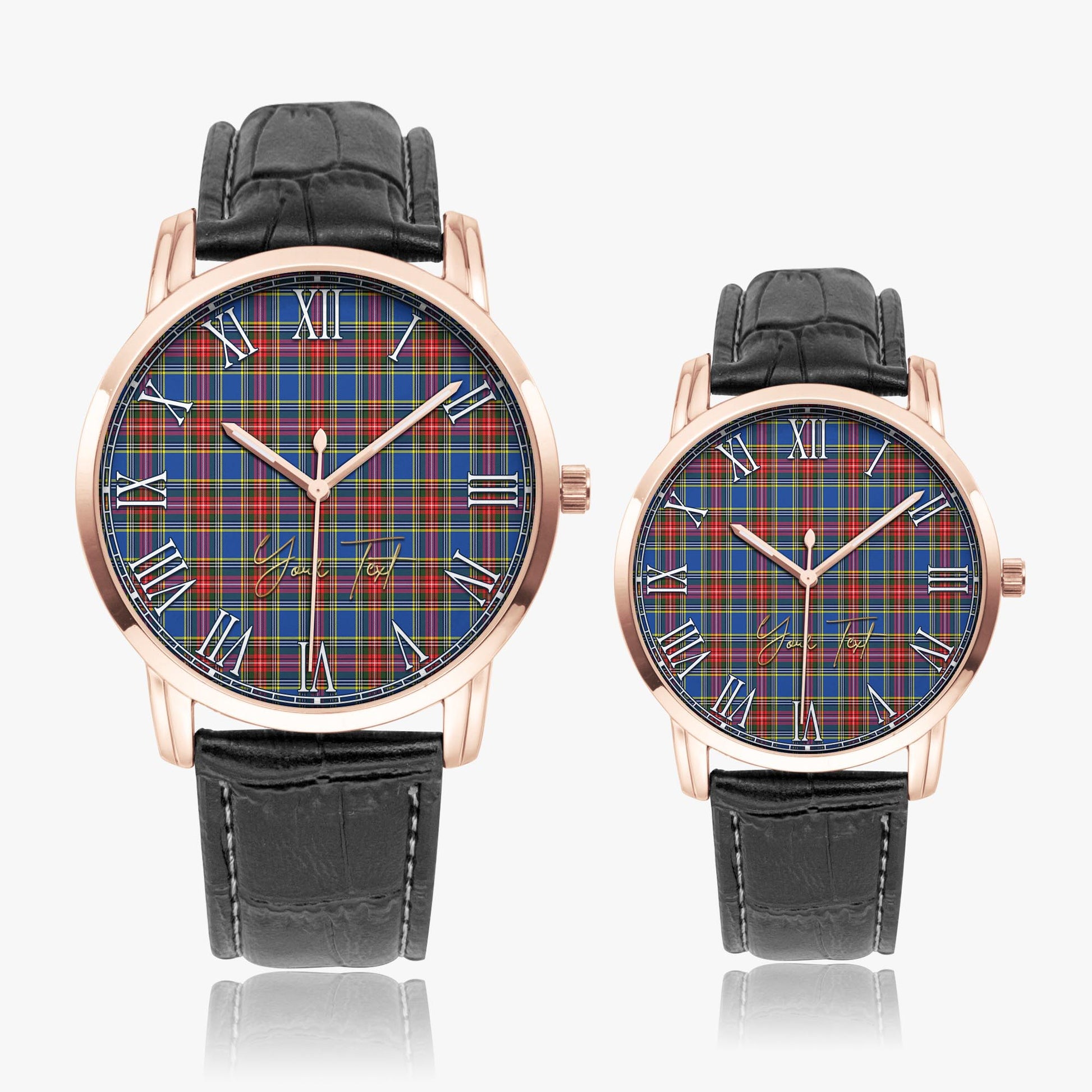 MacBeth (McBeth) Tartan Personalized Your Text Leather Trap Quartz Watch - Tartan Vibes Clothing